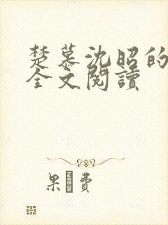 楚慕沈昭的小说全文阅读