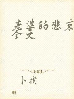 老婆的悲哀小说全文