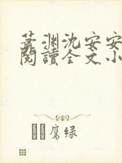 萧渊沈安安免费阅读全文小说