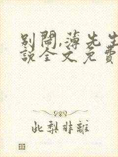 别闹,薄先生小说全文免费阅读