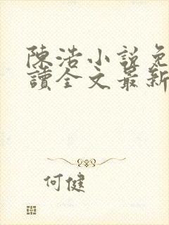 陈浩小说免费阅读全文最新