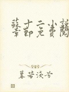 苏十二小说最新章节免费阅读全文