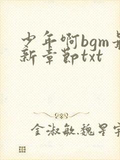 少年啊bgm最新章节txt