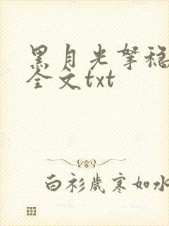 黑月光拿稳小说全文txt
