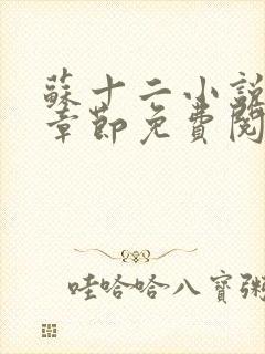 苏十二小说最新章节免费阅读