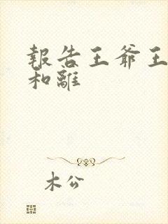 报告王爷王妃要和离