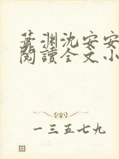 萧渊沈安安免费阅读全文小说