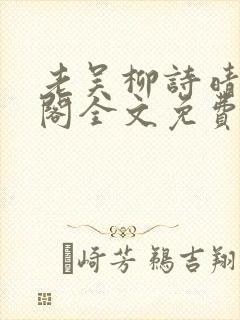 老吴柳诗晴笔趣阁全文免费阅读