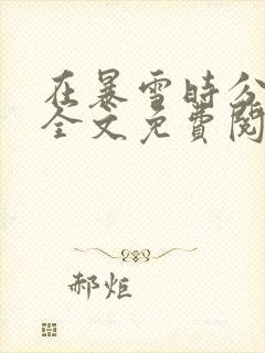 在暴雪时分小说全文免费阅读