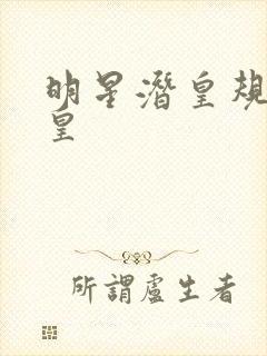 明星潜皇规则之皇