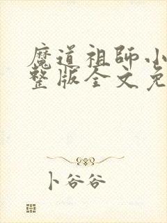 魔道祖师小说完整版全文免费阅读