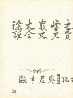 徐大巅峰之路小说全文免费阅读