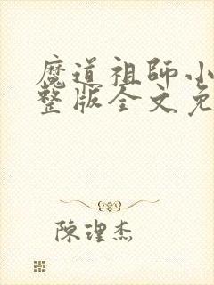 魔道祖师小说完整版全文免费阅读