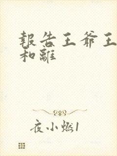 报告王爷王妃要和离