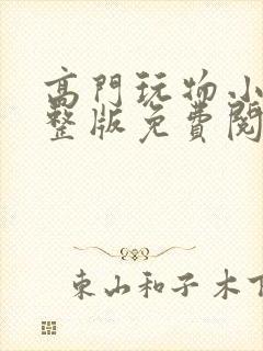 高门玩物小说完整版免费阅读