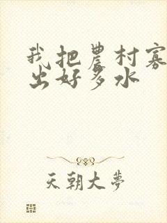 我把农村寡妇日出好多水