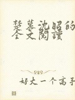 楚慕沈昭的小说全文阅读