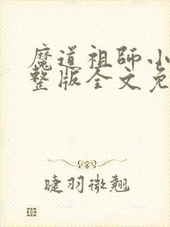 魔道祖师小说完整版全文免费阅读