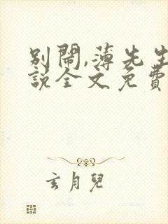 别闹,薄先生小说全文免费阅读