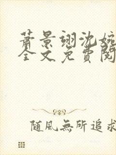 萧景翊沈婉小说全文免费阅读