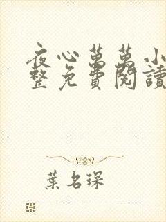 夜心万万小说完整免费阅读全文