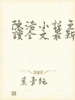 陈浩小说免费阅读全文最新
