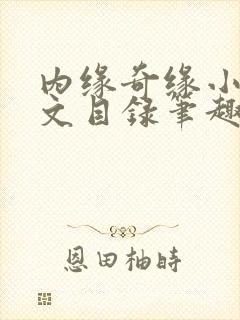 内缘奇缘小说全文目录笔趣阁
