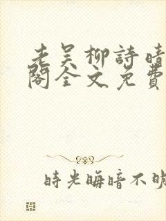 老吴柳诗晴笔趣阁全文免费阅读