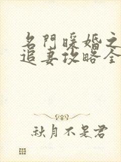 名门暖婚之权爷追妻攻略全文免费阅读