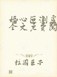 婚心叵测卢丹妮全文免费阅读小说封面