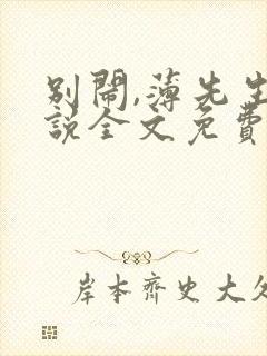 别闹,薄先生小说全文免费阅读