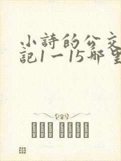 小诗的公交车日记1一15哪里能看