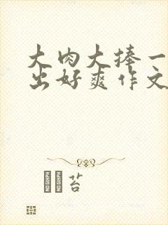 大肉大捧一进一出好爽作文