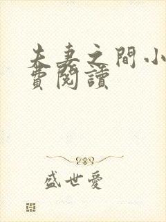 夫妻之间小说免费阅读