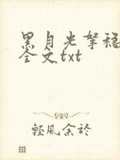 黑月光拿稳小说全文txt