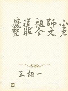 魔道祖师小说完整版全文免费阅读