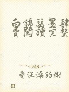 白锦瑟墨肆年免费阅读完整版小说