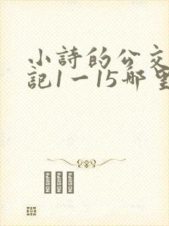 小诗的公交车日记1一15哪里能看