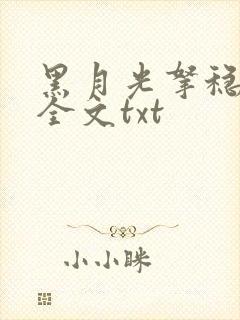 黑月光拿稳小说全文txt