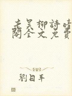 老吴柳诗晴笔趣阁全文免费阅读