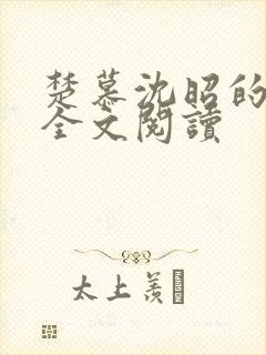 楚慕沈昭的小说全文阅读