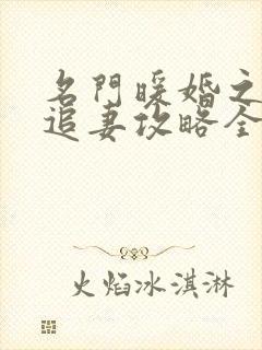 名门暖婚之权爷追妻攻略全文免费阅读