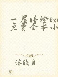 一屋暗灯txt免费全本小说电子书