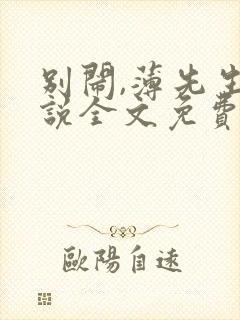 别闹,薄先生小说全文免费阅读