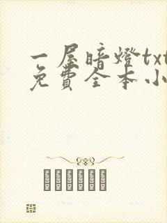 一屋暗灯txt免费全本小说电子书封面