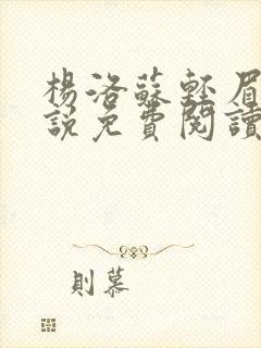 杨洛苏轻眉笔小说免费阅读