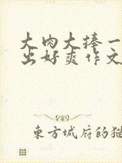 大肉大捧一进一出好爽作文