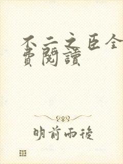 不二之臣全文免费阅读封面