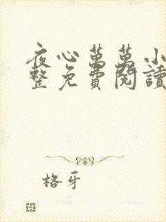 夜心万万小说完整免费阅读全文