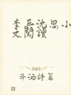 李兵沈思小说全文阅读